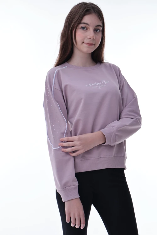 Kolu Biyeli Baskılı Kız Çocuk Sweat 2012