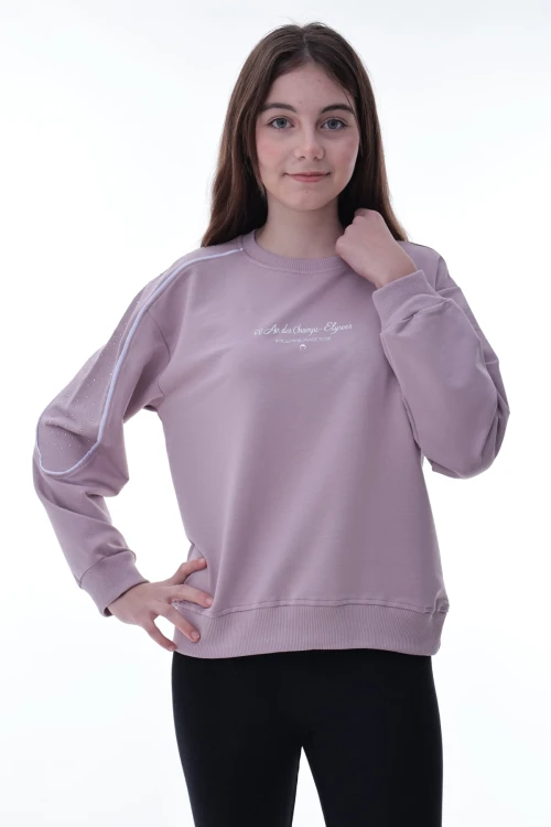 Kolu Biyeli Baskılı Kız Çocuk Sweat 2012