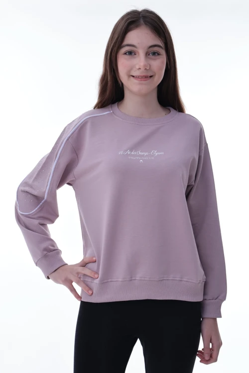 Kolu Biyeli Baskılı Kız Çocuk Sweat 2012