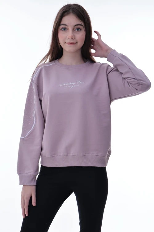 Kolu Biyeli Baskılı Kız Çocuk Sweat 2012