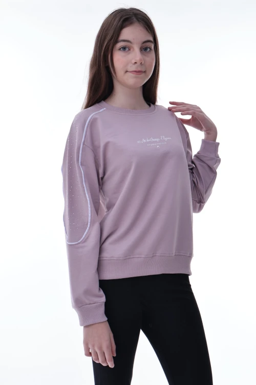 Kolu Biyeli Baskılı Kız Çocuk Sweat 2012