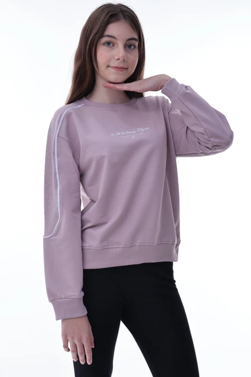 Kolu Biyeli Baskılı Kız Çocuk Sweat 2012