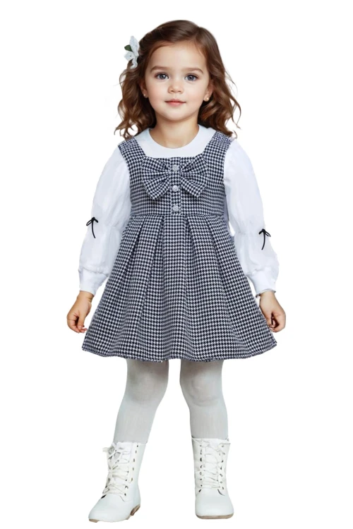 Kurdela Detaylı Kız Çocuk Elbise 6131