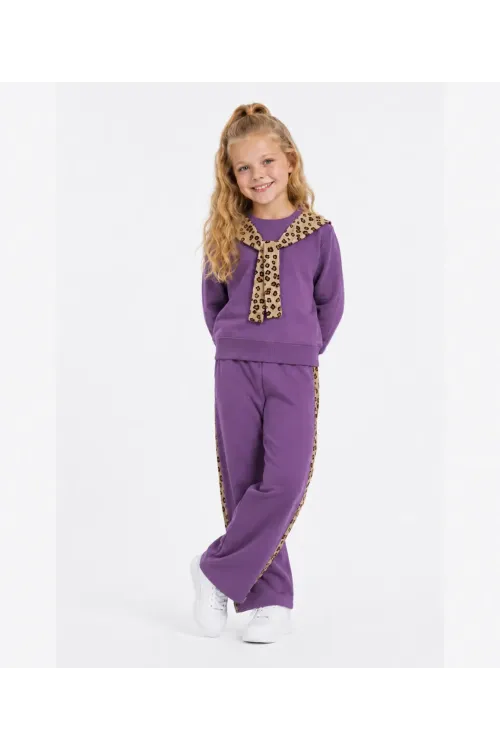 Leopar Fularlı Kız Çocuk Takım 32450