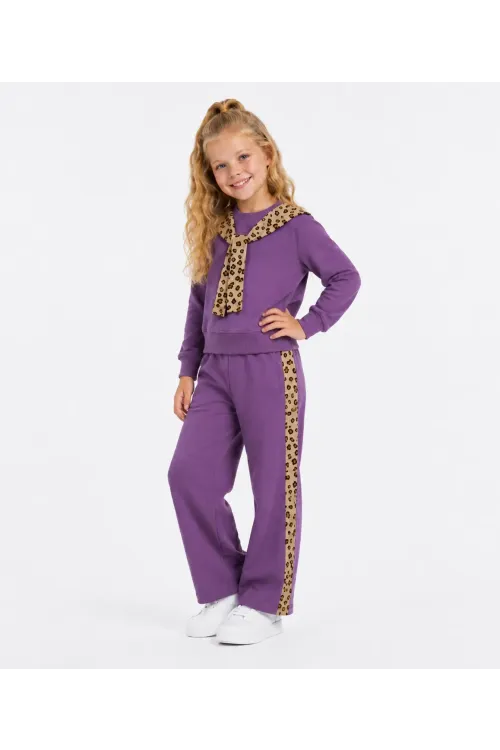 Leopar Fularlı Kız Çocuk Takım 32450