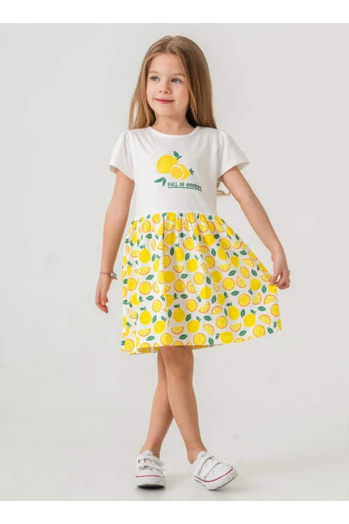 Limon Baskılı Kız Çocuk  Elbise 50972