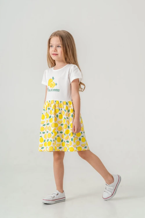 Limon Baskılı Kız Çocuk  Elbise 50972