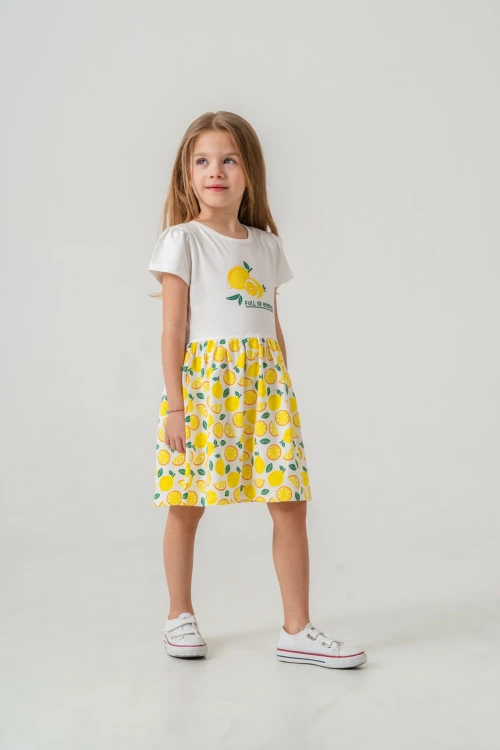 Limon Baskılı Kız Çocuk  Elbise 50972