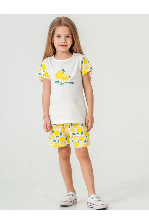 Limon Baskılı Kız Çocuk Şortlu Takım 50359