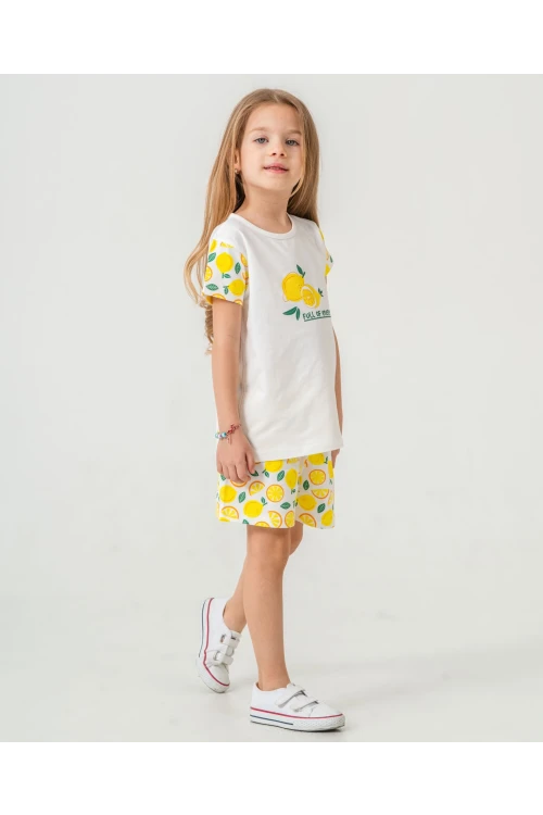 Limon Baskılı Kız Çocuk Şortlu Takım 50359