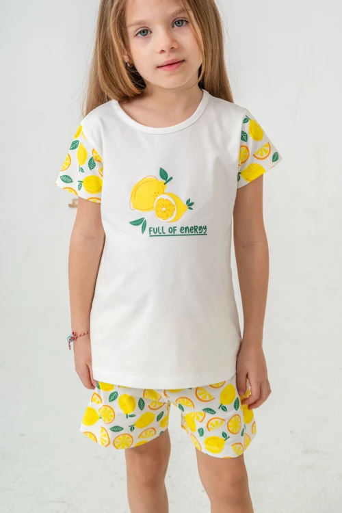 Limon Baskılı Kız Çocuk Şortlu Takım 50359