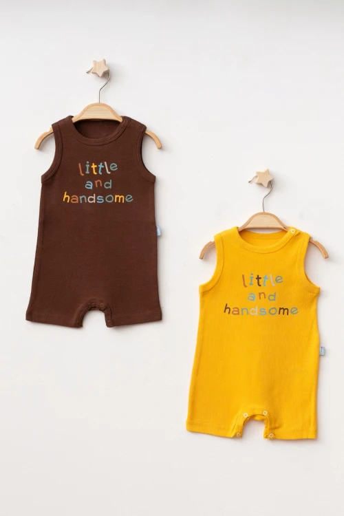 Little Handsome Baskılı 2li  Penye Tulum 1015