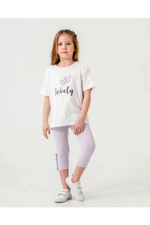 Lovely Baskılı Fırfırlı Kız Çocuk Takım 50655