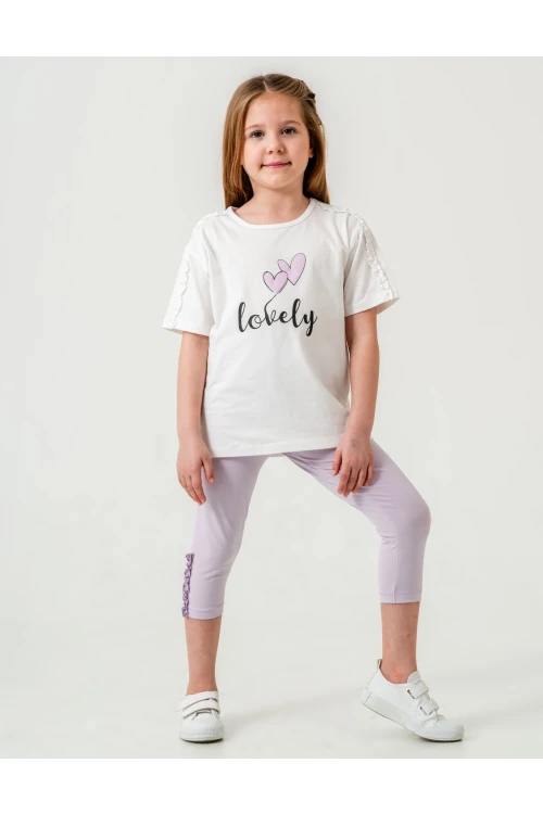 Lovely Baskılı Fırfırlı Kız Çocuk Takım 50655