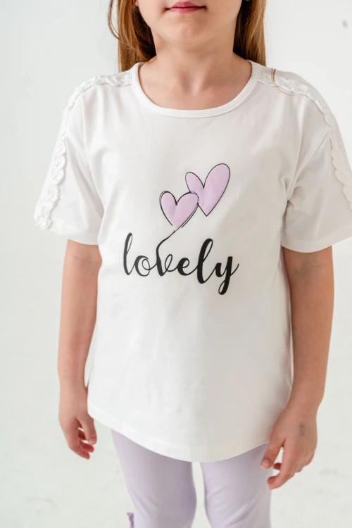 Lovely Baskılı Fırfırlı Kız Çocuk Takım 50655