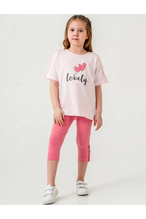 Lovely Baskılı Fırfırlı Kız Çocuk Takım 50655