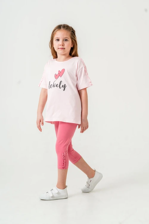 Lovely Baskılı Fırfırlı Kız Çocuk Takım 50655