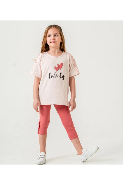 Lovely Baskılı Fırfırlı Kız Çocuk Takım 50655