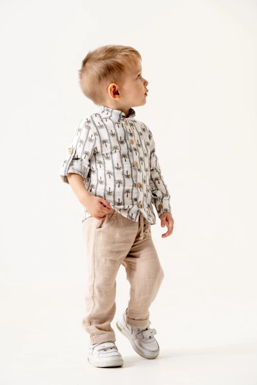 Palmiye Desenli Müslin Takım 6236