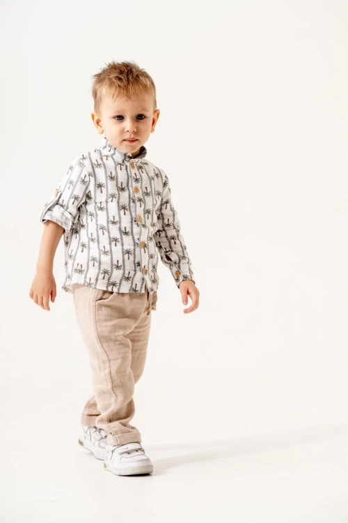 Palmiye Desenli Müslin Takım 6236