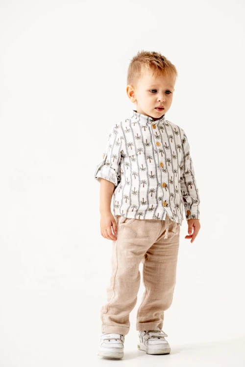 Palmiye Desenli Müslin Takım 6236