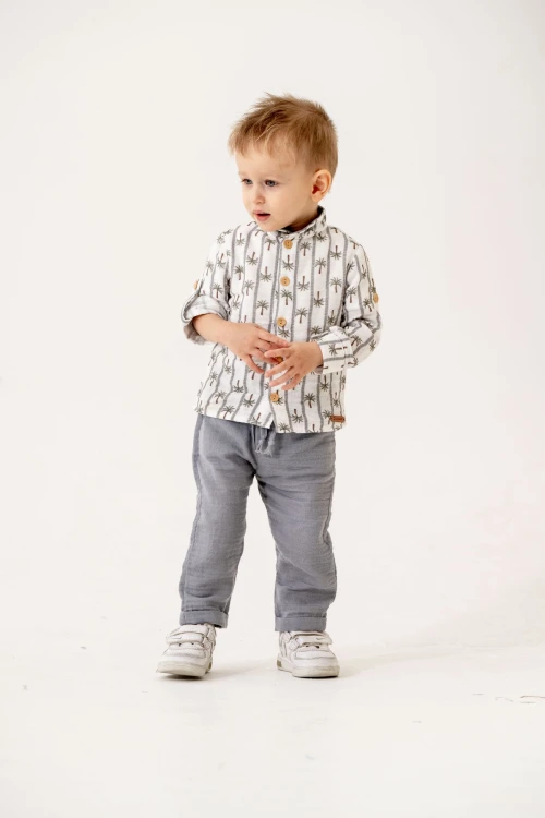 Palmiye Desenli Müslin Takım 6236