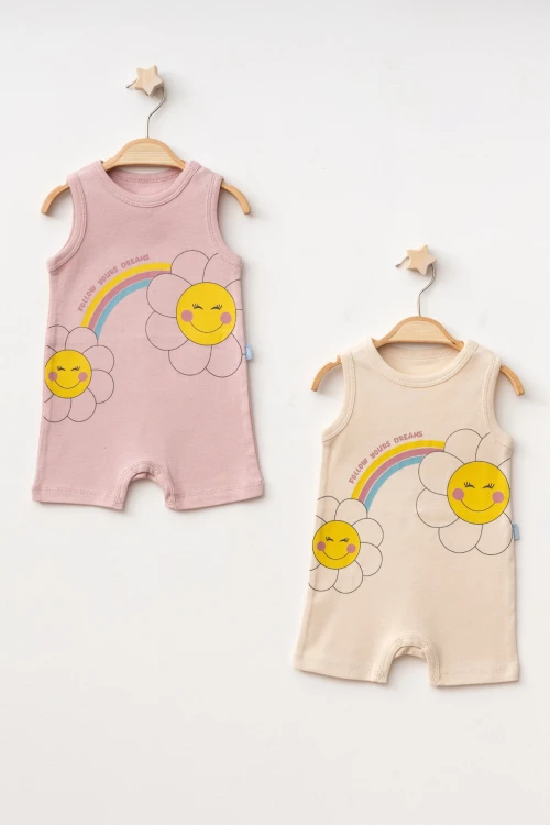 Papatya  Baskılı 2li  Penye Tulum 1017