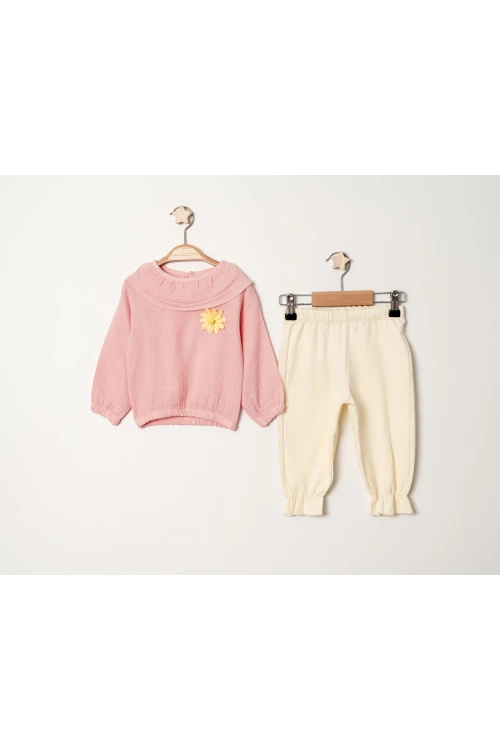 Papatya Broşlu Müslin Takım 4021