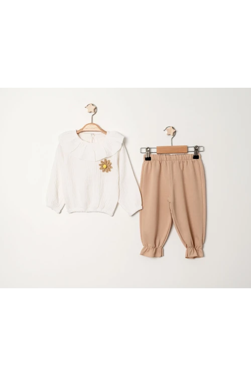Papatya Broşlu Müslin Takım 4021