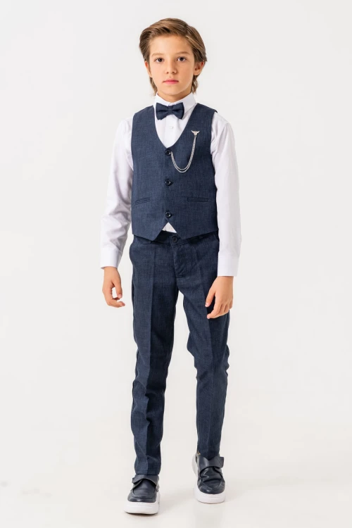 Papyonlu Yelekli Takım Elbise 3003