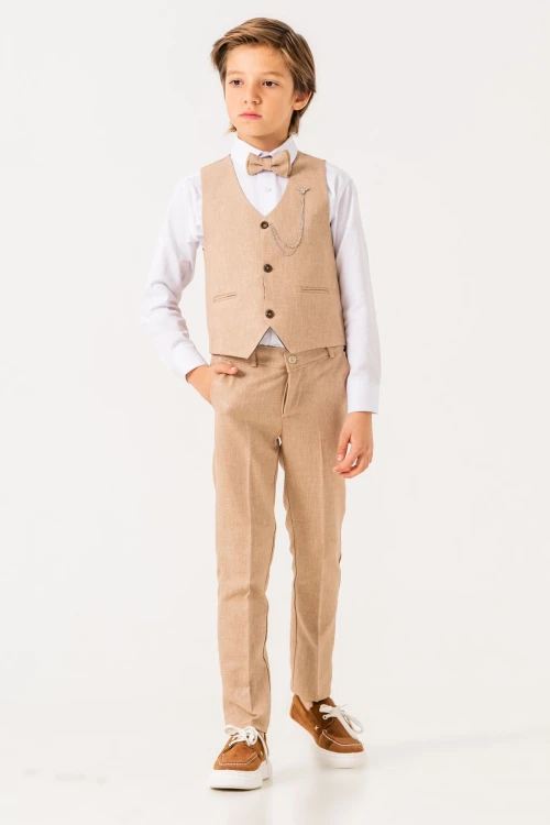 Papyonlu Yelekli Takım Elbise 3004