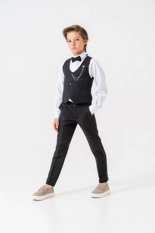 Papyonlu Yelekli Takım Elbise 3061