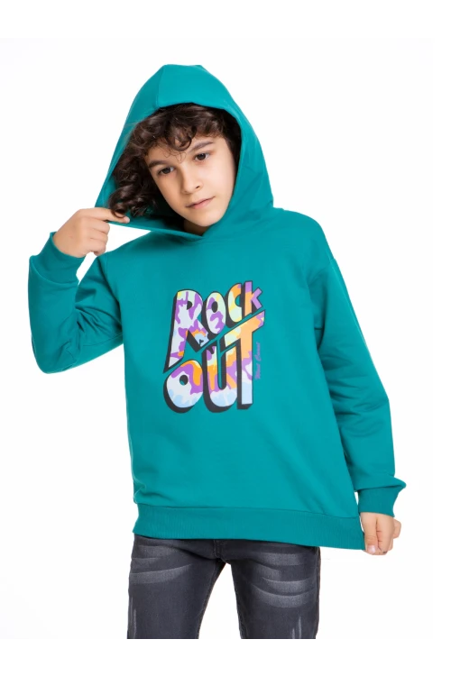 Rock Out Baskılı Erkek Çocuk Sweatshirt 54458