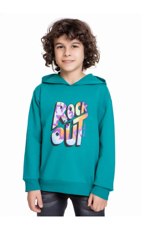 Rock Out Baskılı Erkek Çocuk Sweatshirt 54458
