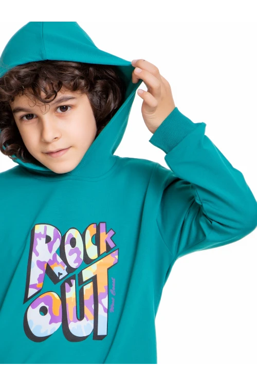 Rock Out Baskılı Erkek Çocuk Sweatshirt 54458