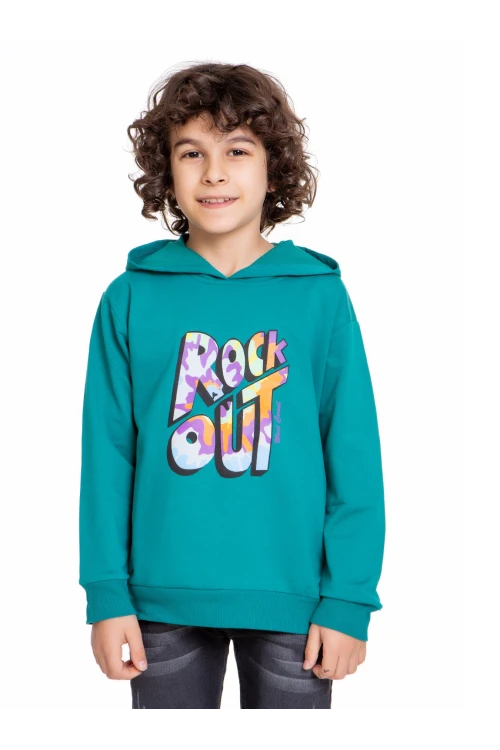 Rock Out Baskılı Erkek Çocuk Sweatshirt 54458