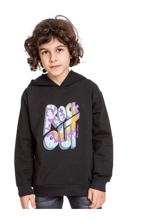 Rock Out Baskılı Erkek Çocuk Sweatshirt 54458