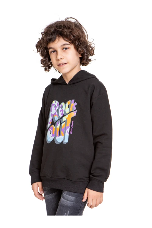 Rock Out Baskılı Erkek Çocuk Sweatshirt 54458