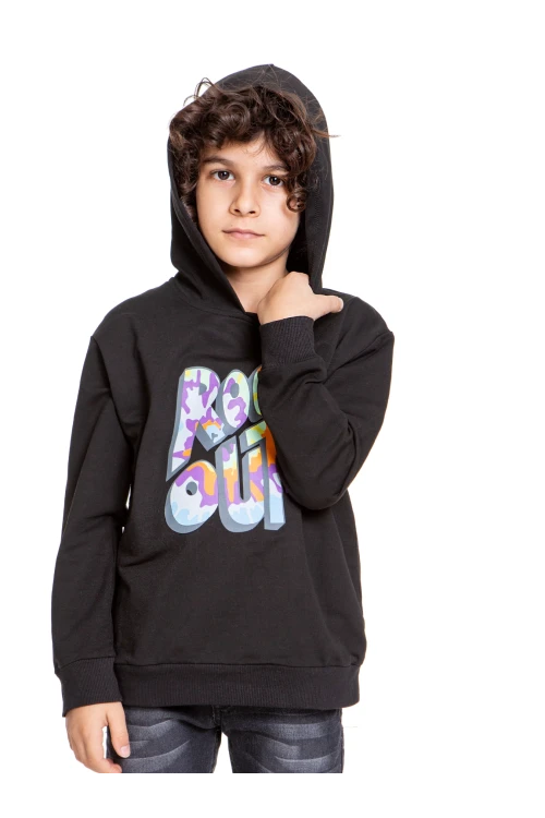 Rock Out Baskılı Erkek Çocuk Sweatshirt 54458
