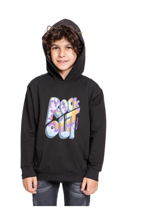 Rock Out Baskılı Erkek Çocuk Sweatshirt 54458