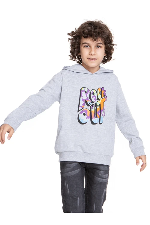 Rock Out Baskılı Erkek Çocuk Sweatshirt 54458