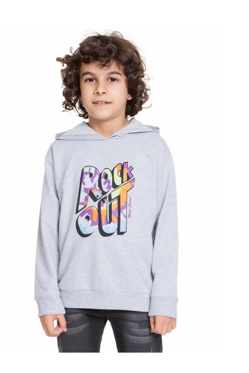 Rock Out Baskılı Erkek Çocuk Sweatshirt 54458