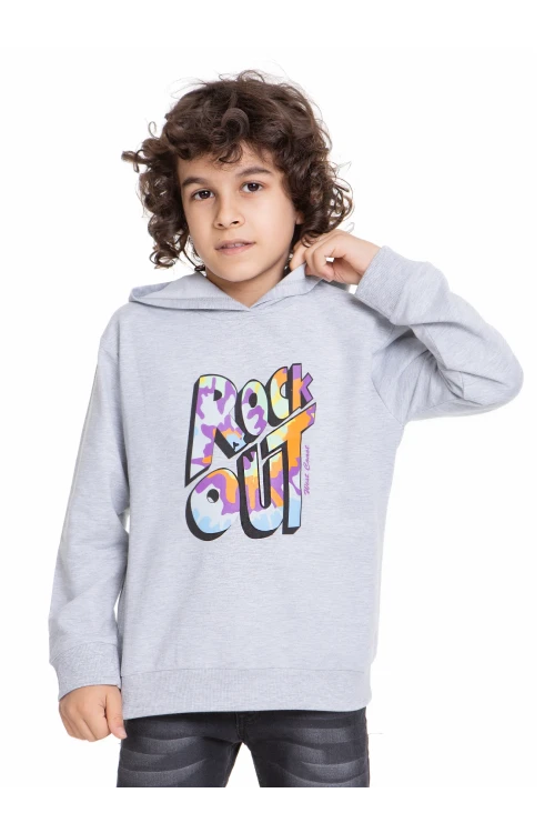 Rock Out Baskılı Erkek Çocuk Sweatshirt 54458