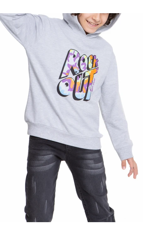 Rock Out Baskılı Erkek Çocuk Sweatshirt 54458