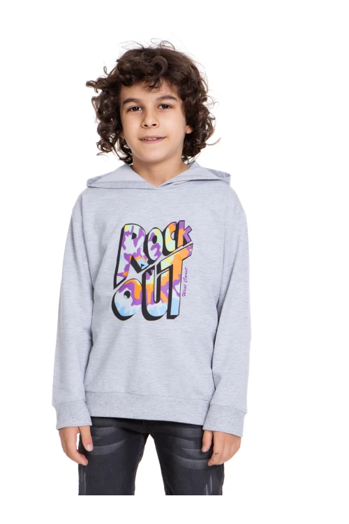 Rock Out Baskılı Erkek Çocuk Sweatshirt 54458
