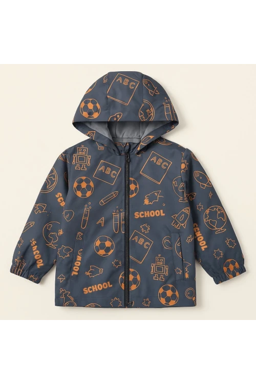 School Desen Erkek Çocuk Yağmurluk 3337