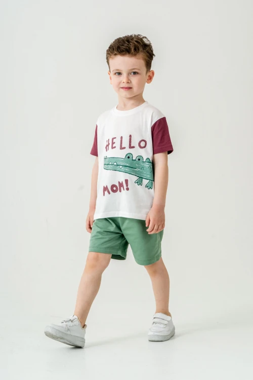 Sevimli Timsah Baskılı Şortlu Takım 50303