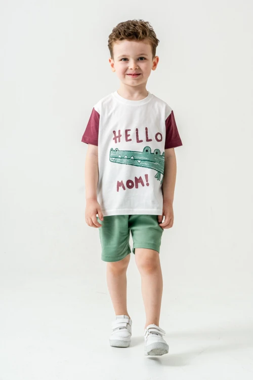 Sevimli Timsah Baskılı Şortlu Takım 50303