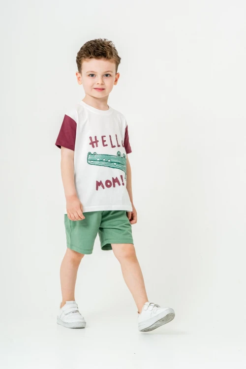 Sevimli Timsah Baskılı Şortlu Takım 50303