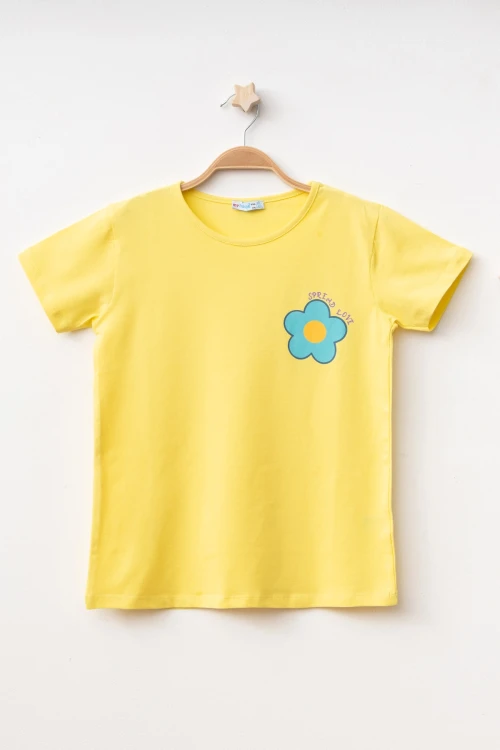 Spread Love Papatya Baskılı Kız Çocuk Tişört 50751